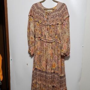SPELL & THE GYPSY Amethyst Gown Floral Blush Bohemian Maxi Dress XXL